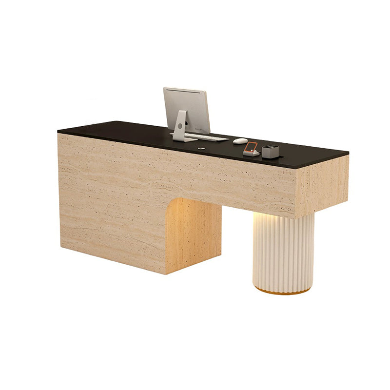 BDLFurniture Modern Reception Desk with LED Light Steel Frame Cashier Counter 80-240cm & Reception Counter