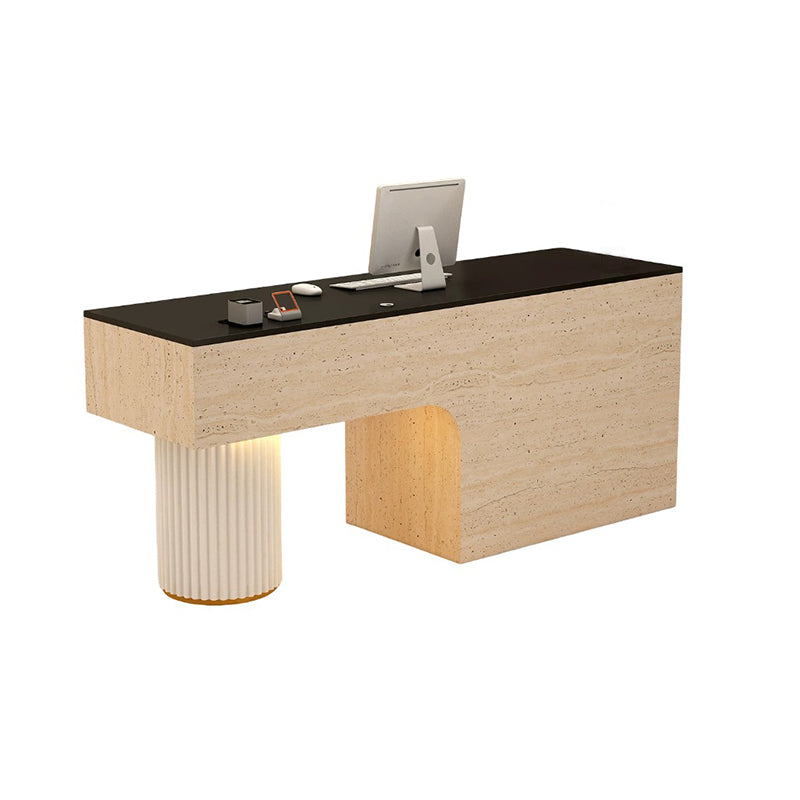 BDLFurniture Modern Reception Desk with LED Light Steel Frame Cashier Counter 80-240cm & Reception Counter