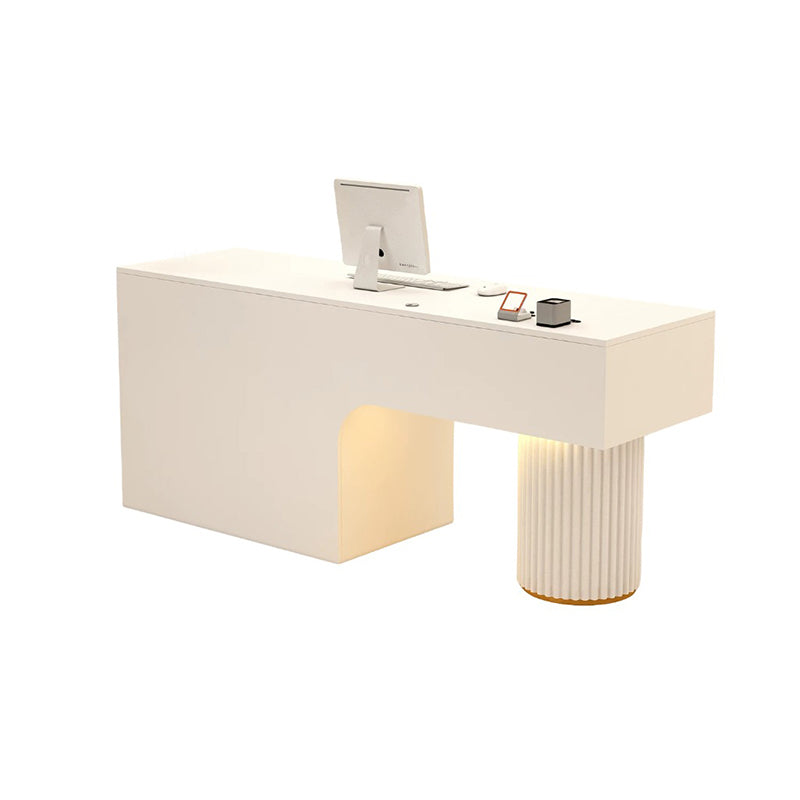 BDLFurniture Modern Reception Desk with LED Light Steel Frame Cashier Counter 80-240cm & Reception Counter