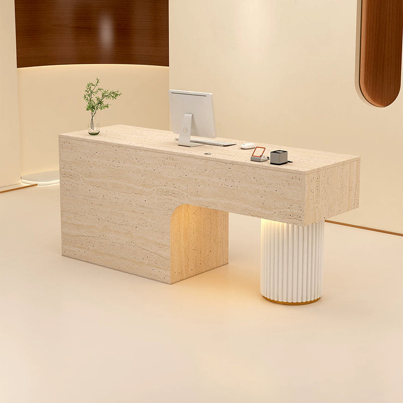 BDLFurniture Modern Reception Desk with LED Light Steel Frame Cashier Counter 80-240cm & Reception Counter