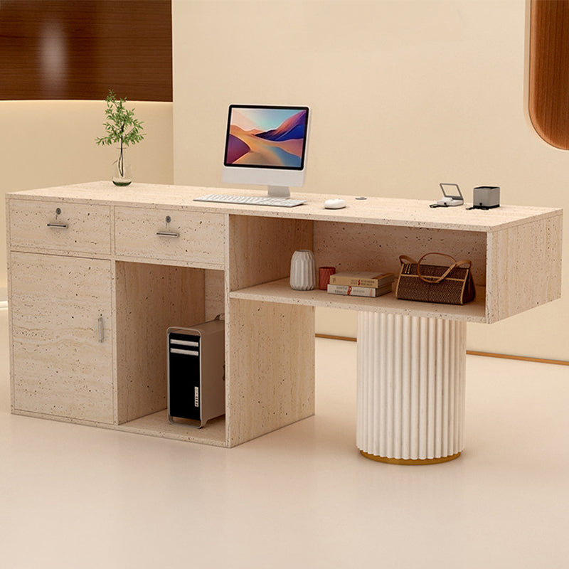 BDLFurniture Modern Reception Desk with LED Light Steel Frame Cashier Counter 80-240cm & Reception Counter