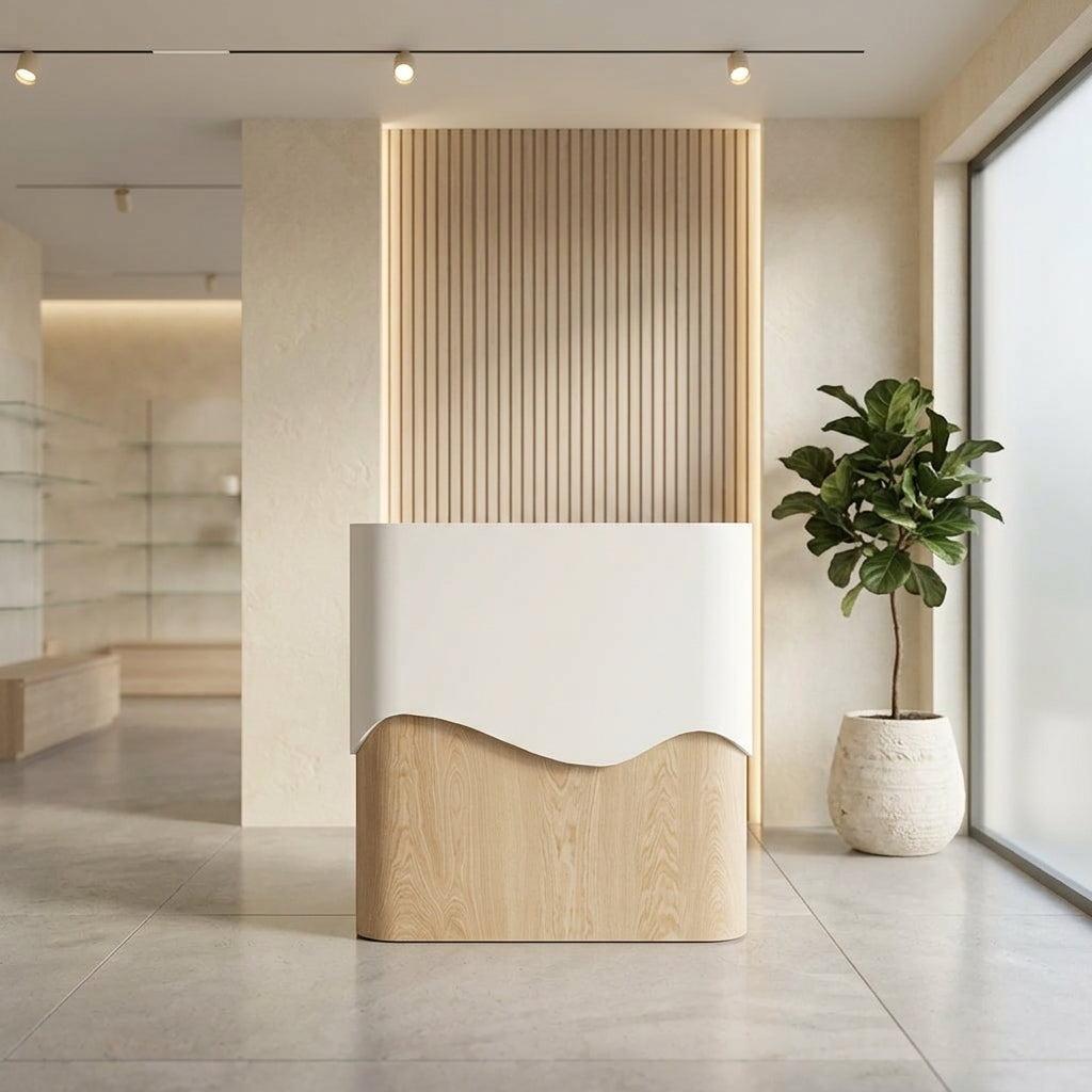 Retail Countertop Reception Desk Fully Assembled Boutique Cafe White Grey Pink 80-200cm