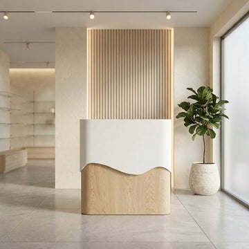 Retail Countertop Reception Desk Fully Assembled Boutique Cafe White Grey Pink 80-200cm