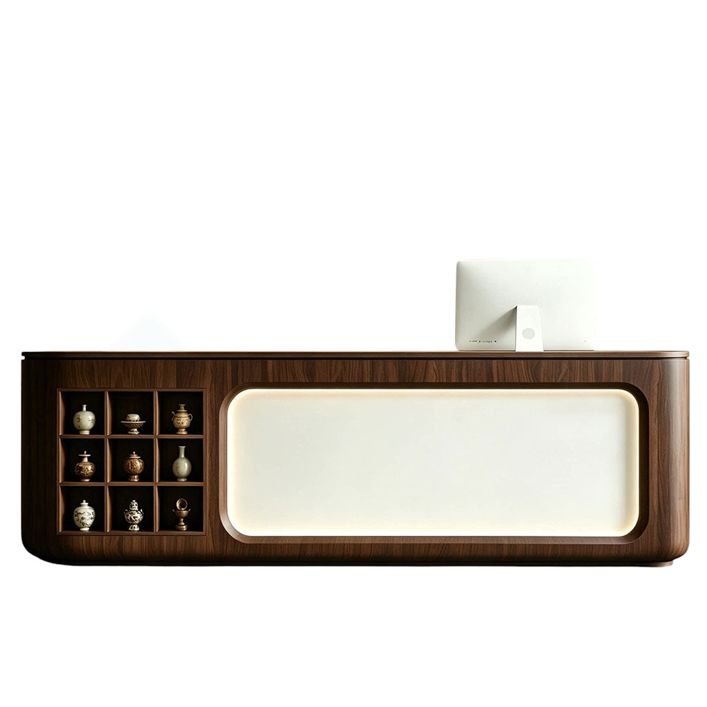 Mid Century Modern Reception Desk Luxury Salon Counter Cafe Premium Service Bar