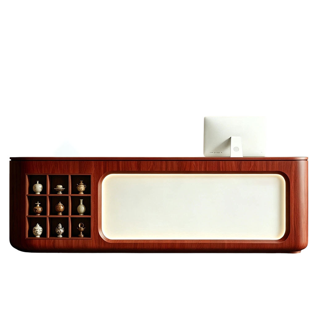 Mid Century Modern Reception Desk Luxury Salon Counter Cafe Premium Service Bar
