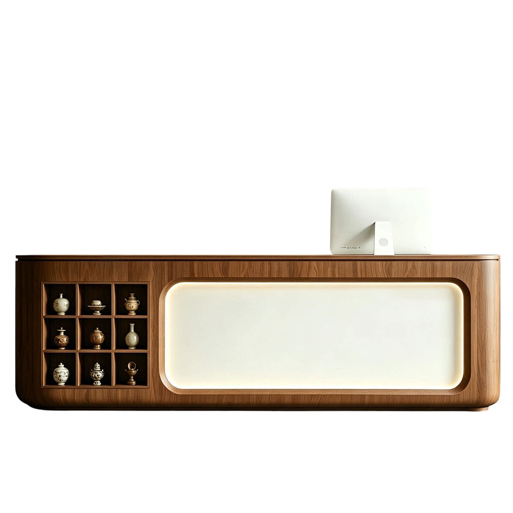 Mid Century Modern Reception Desk Luxury Salon Counter Cafe Premium Service Bar