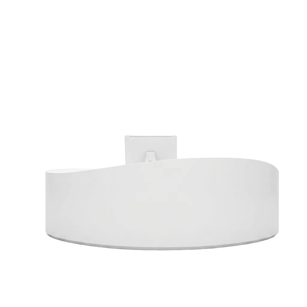 Curved High Gloss Reception Desk Lacquered Salon Counter Boutique Bar 100-400cm