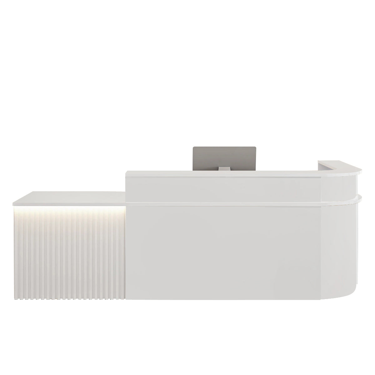 （In Stock Now）L-Shaped Curved Reception Desk: Multi-Purpose Counter for Salons & Offices