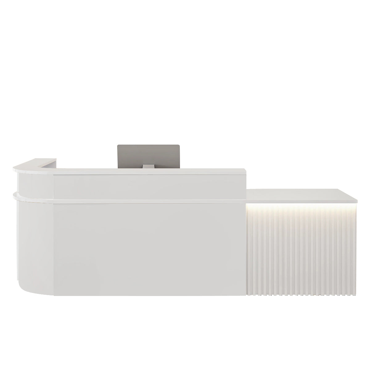 （In Stock Now）L-Shaped Curved Reception Desk: Multi-Purpose Counter for Salons & Offices