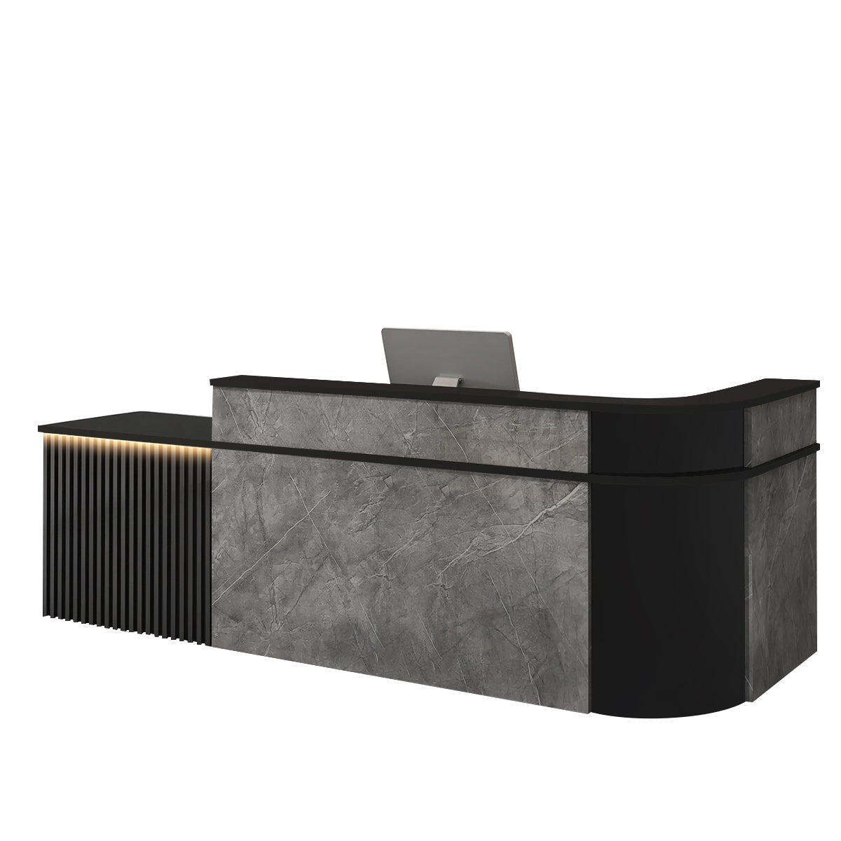 （In Stock Now）L-Shaped Curved Reception Desk: Multi-Purpose Counter for Salons & Offices