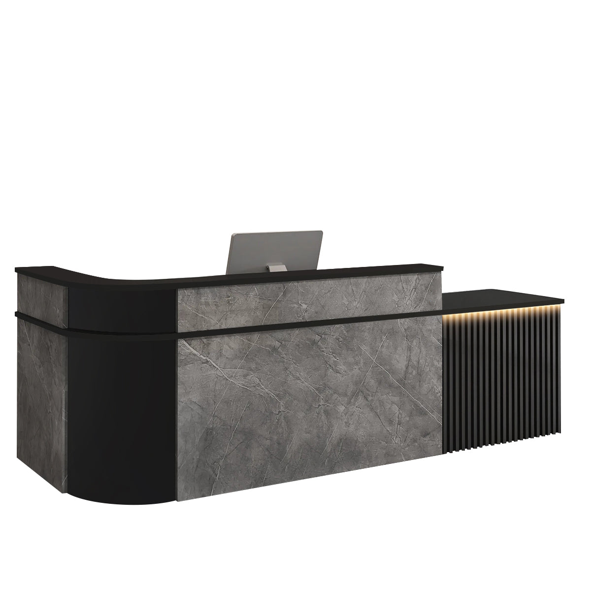（In Stock Now）L-Shaped Curved Reception Desk: Multi-Purpose Counter for Salons & Offices