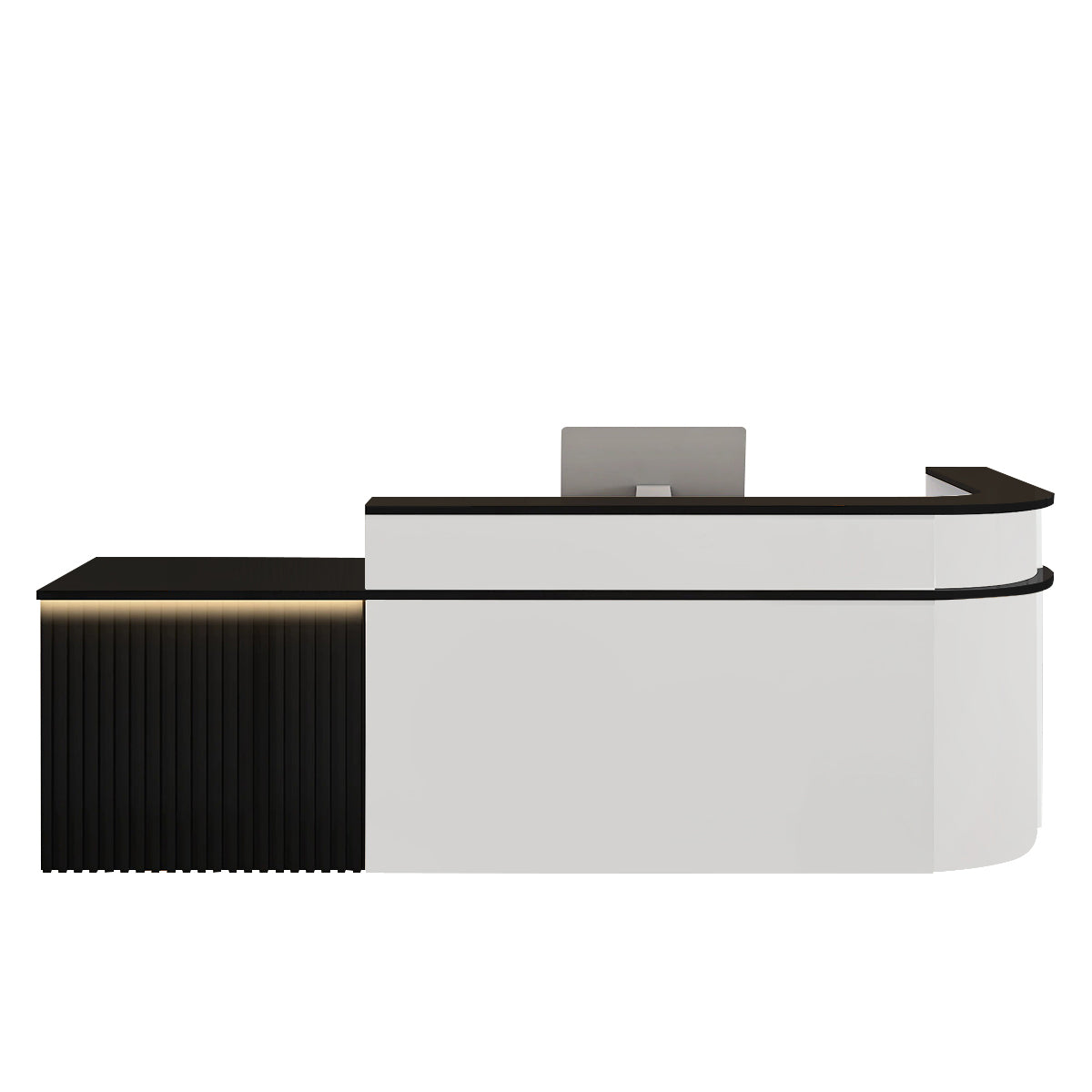 （In Stock Now）L-Shaped Curved Reception Desk: Multi-Purpose Counter for Salons & Offices