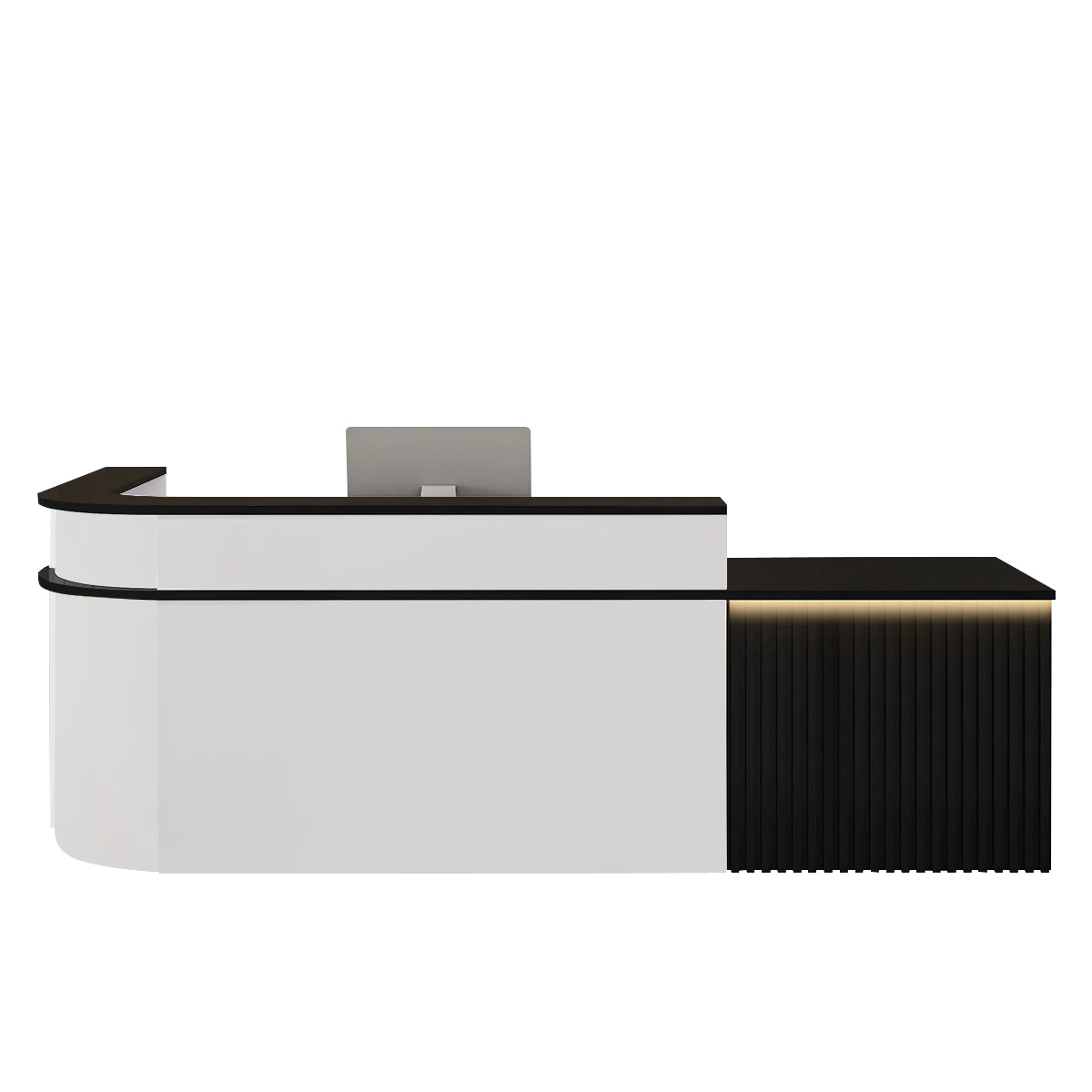 （In Stock Now）L-Shaped Curved Reception Desk: Multi-Purpose Counter for Salons & Offices