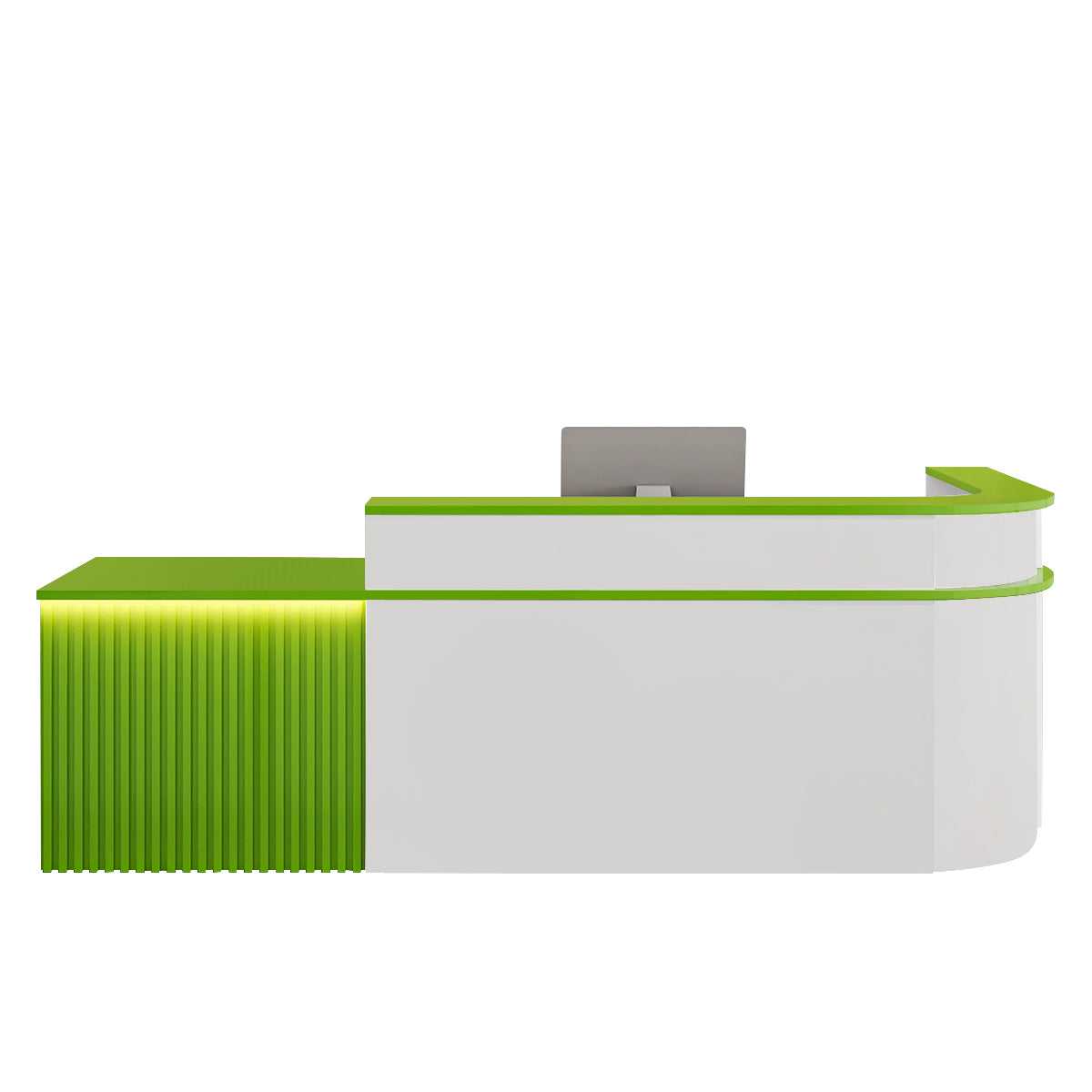 （In Stock Now）L-Shaped Curved Reception Desk: Multi-Purpose Counter for Salons & Offices