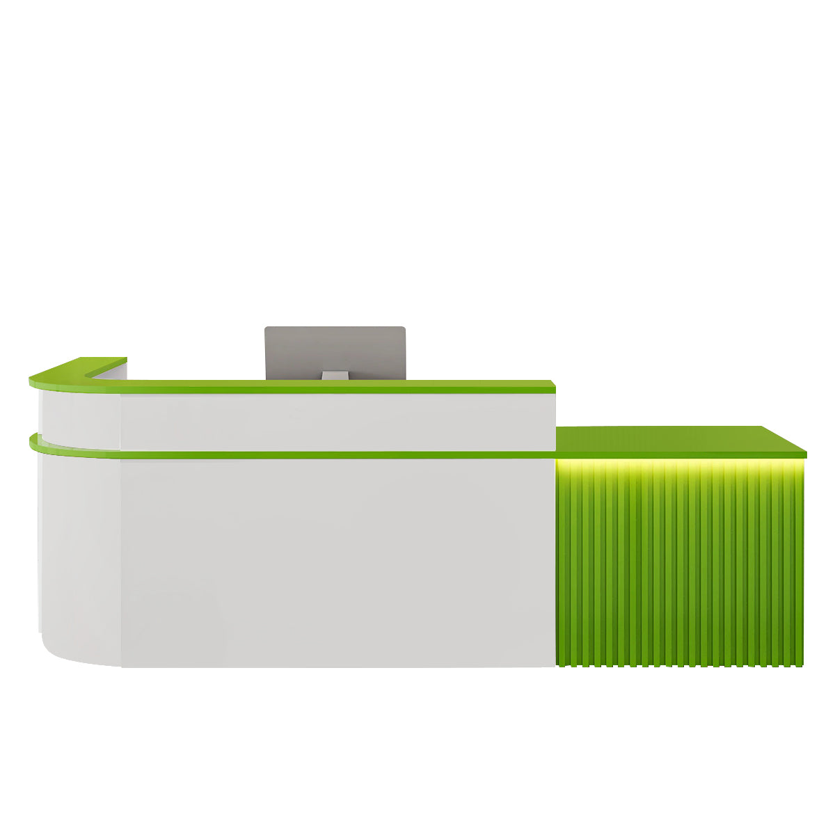 （In Stock Now）L-Shaped Curved Reception Desk: Multi-Purpose Counter for Salons & Offices