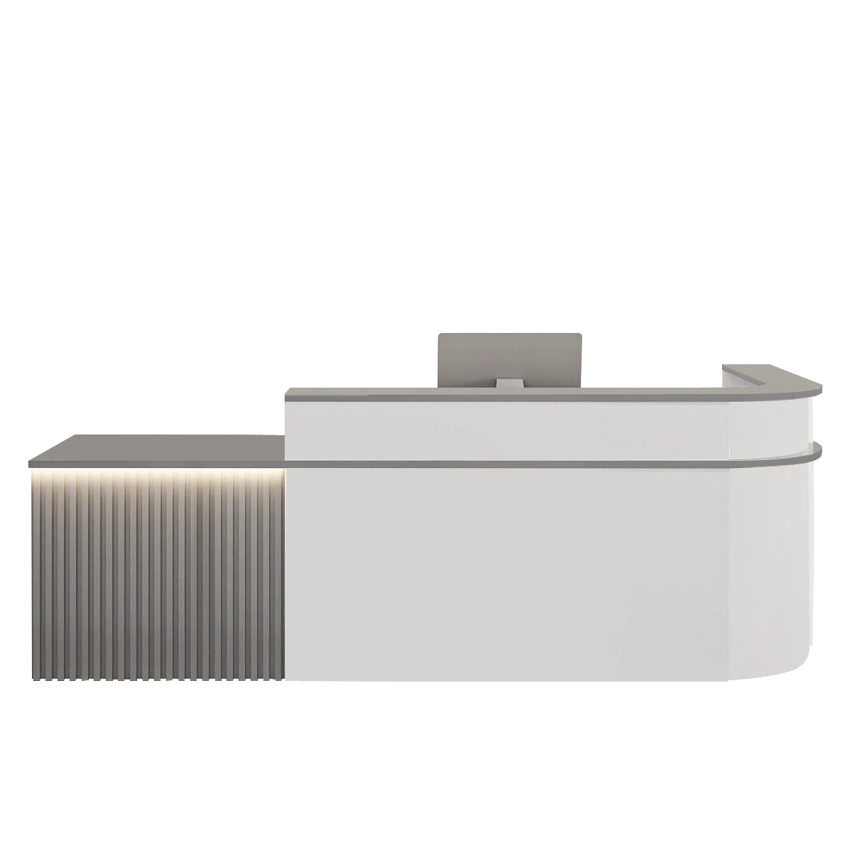 （In Stock Now）L-Shaped Curved Reception Desk: Multi-Purpose Counter for Salons & Offices
