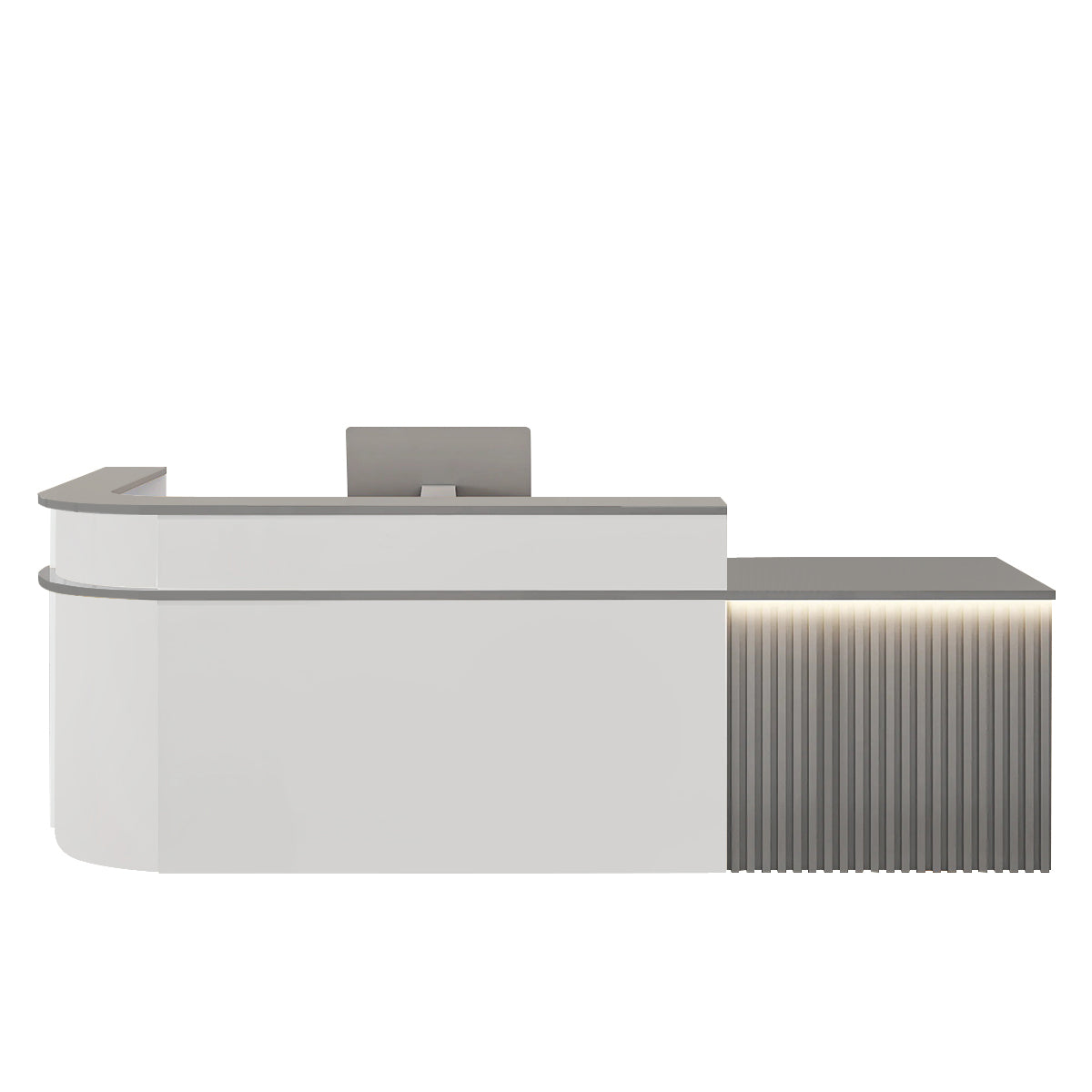（In Stock Now）L-Shaped Curved Reception Desk: Multi-Purpose Counter for Salons & Offices