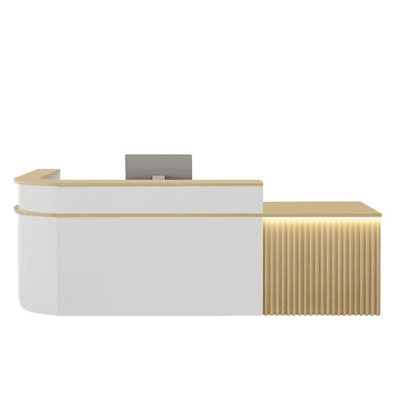 （In Stock Now）L-Shaped Curved Reception Desk: Multi-Purpose Counter for Salons & Offices