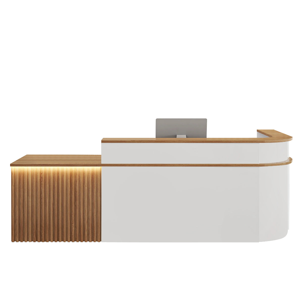 （In Stock Now）L-Shaped Curved Reception Desk: Multi-Purpose Counter for Salons & Offices