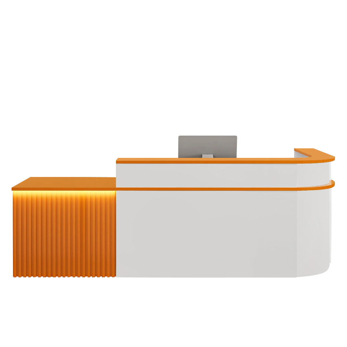 （In Stock Now）L-Shaped Curved Reception Desk: Multi-Purpose Counter for Salons & Offices