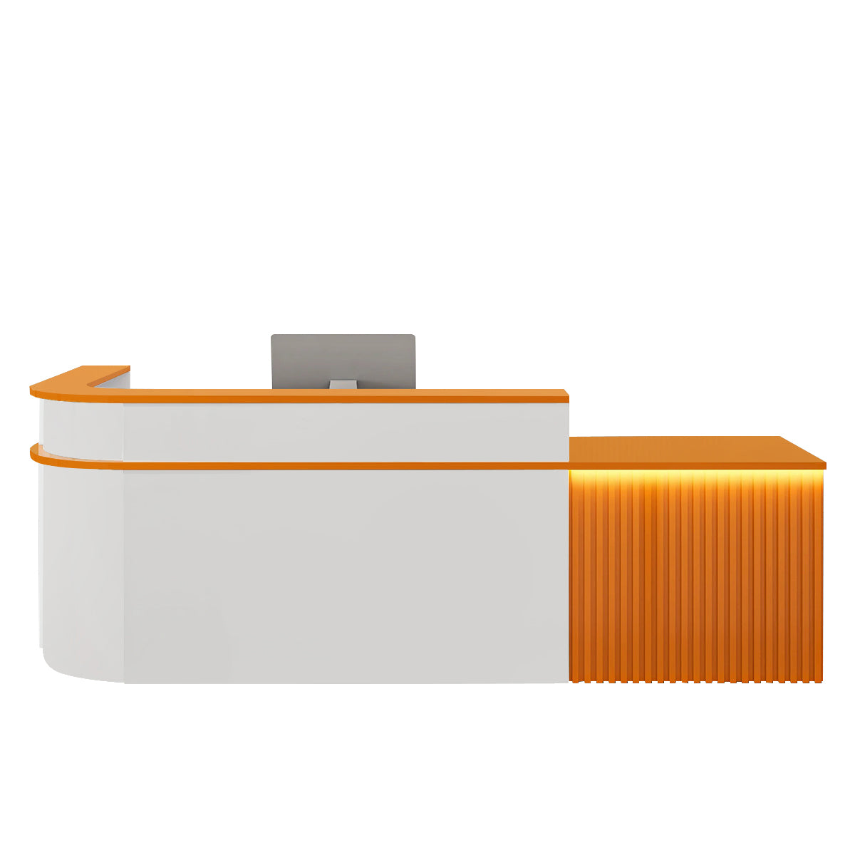 （In Stock Now）L-Shaped Curved Reception Desk: Multi-Purpose Counter for Salons & Offices