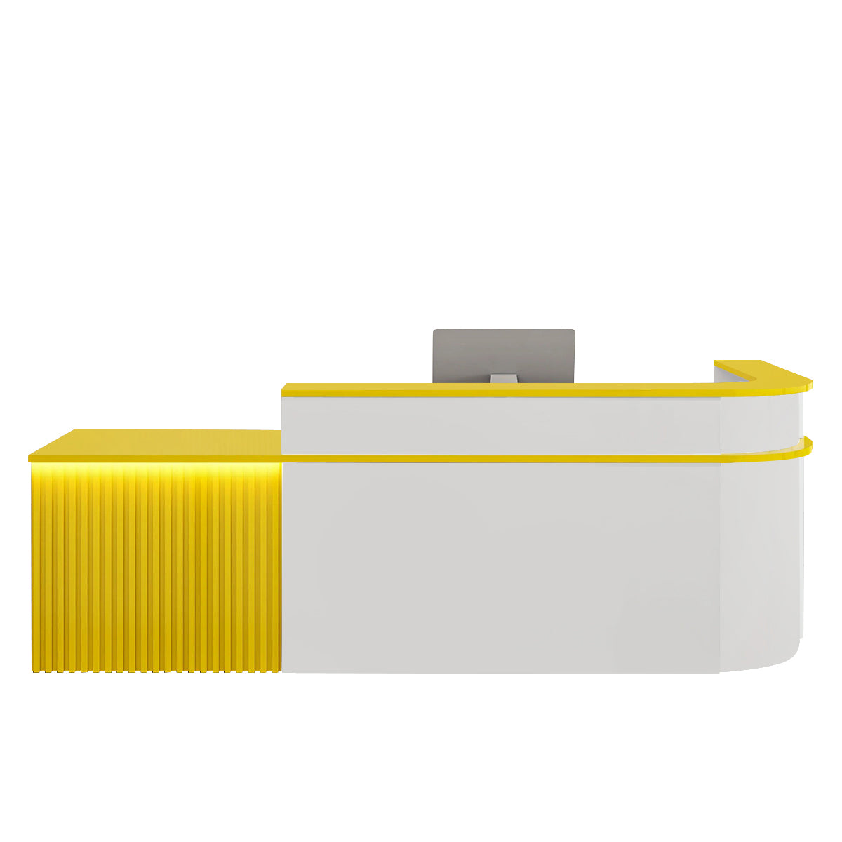 （In Stock Now）L-Shaped Curved Reception Desk: Multi-Purpose Counter for Salons & Offices
