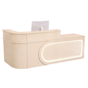 L Shaped Reception Desk Curved Corner Counter Corporate Front Table 100-450cm