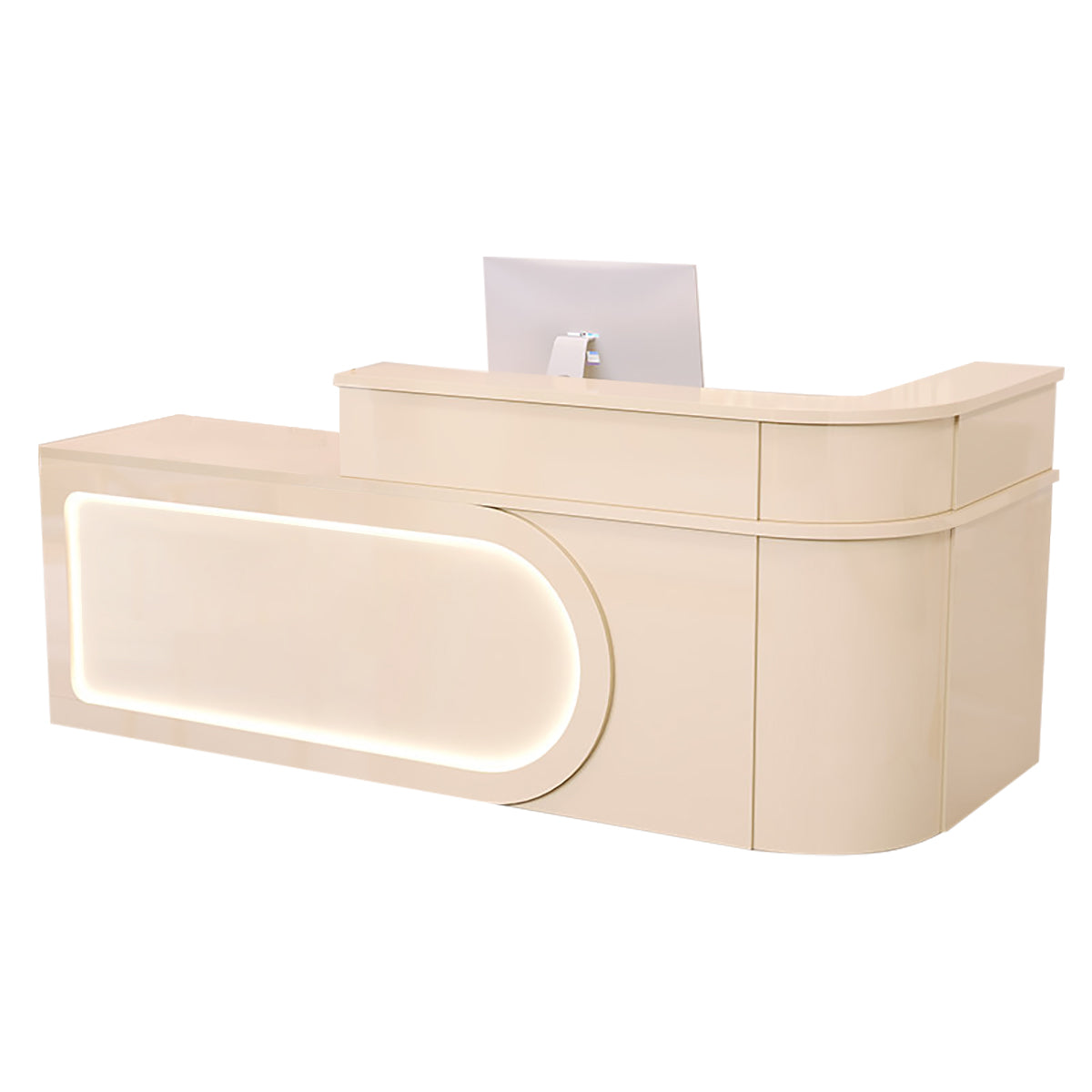 L Shaped Reception Desk Curved Corner Counter Corporate Front Table 100-450cm