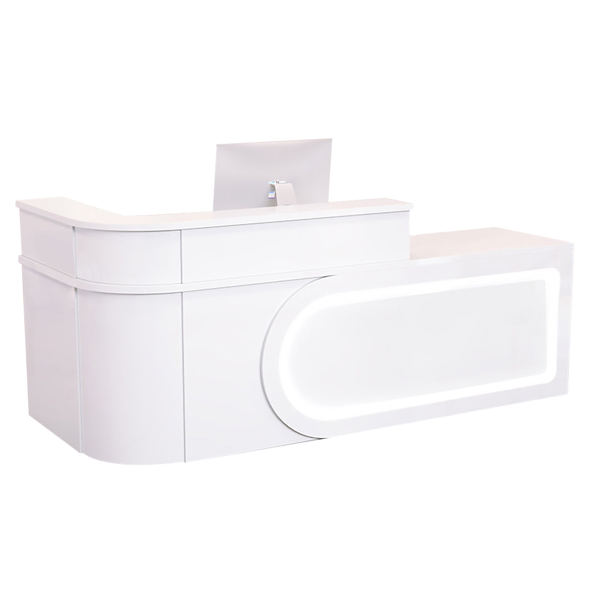 L Shaped Reception Desk Curved Corner Counter Corporate Front Table 100-450cm