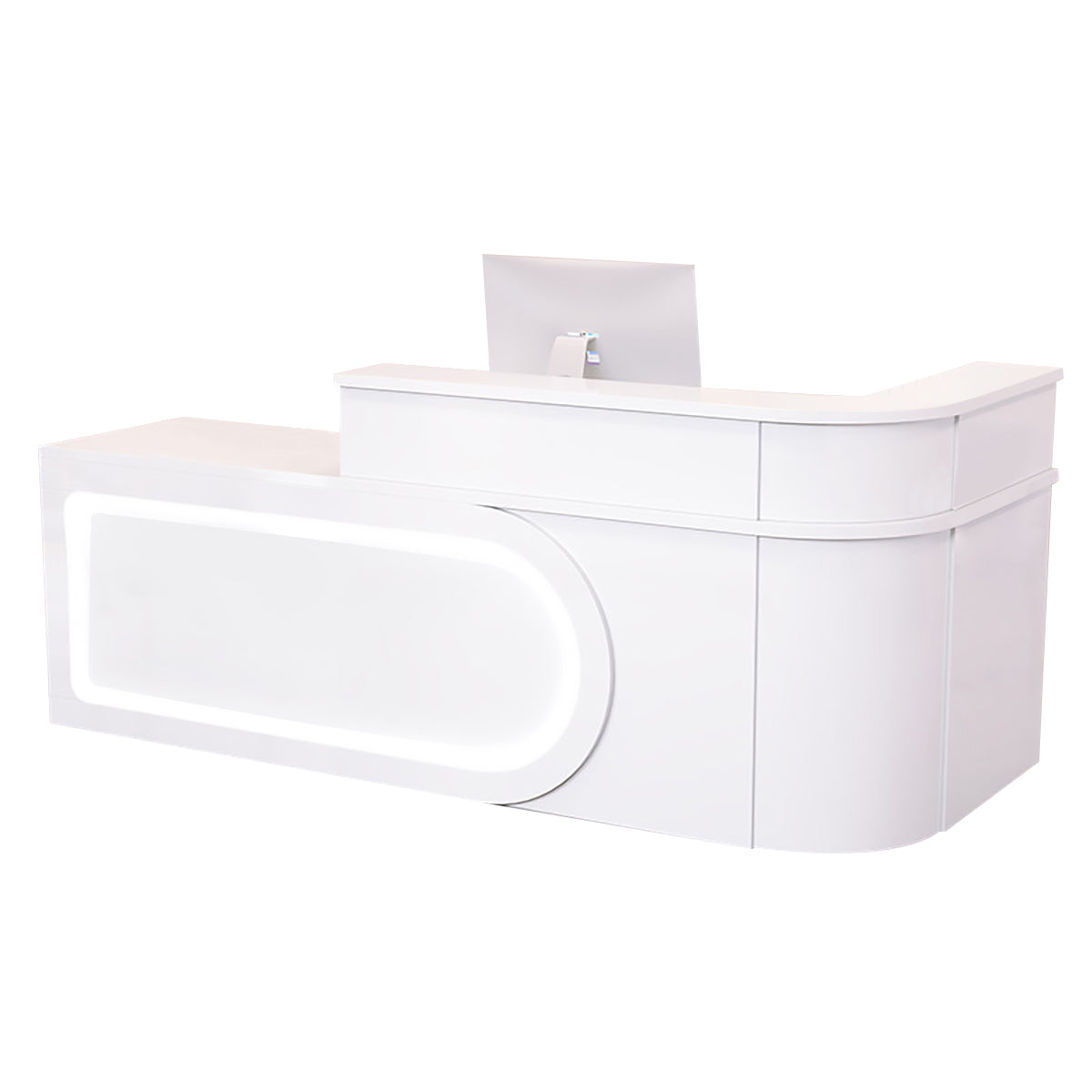 L Shaped Reception Desk Curved Corner Counter Corporate Front Table 100-450cm
