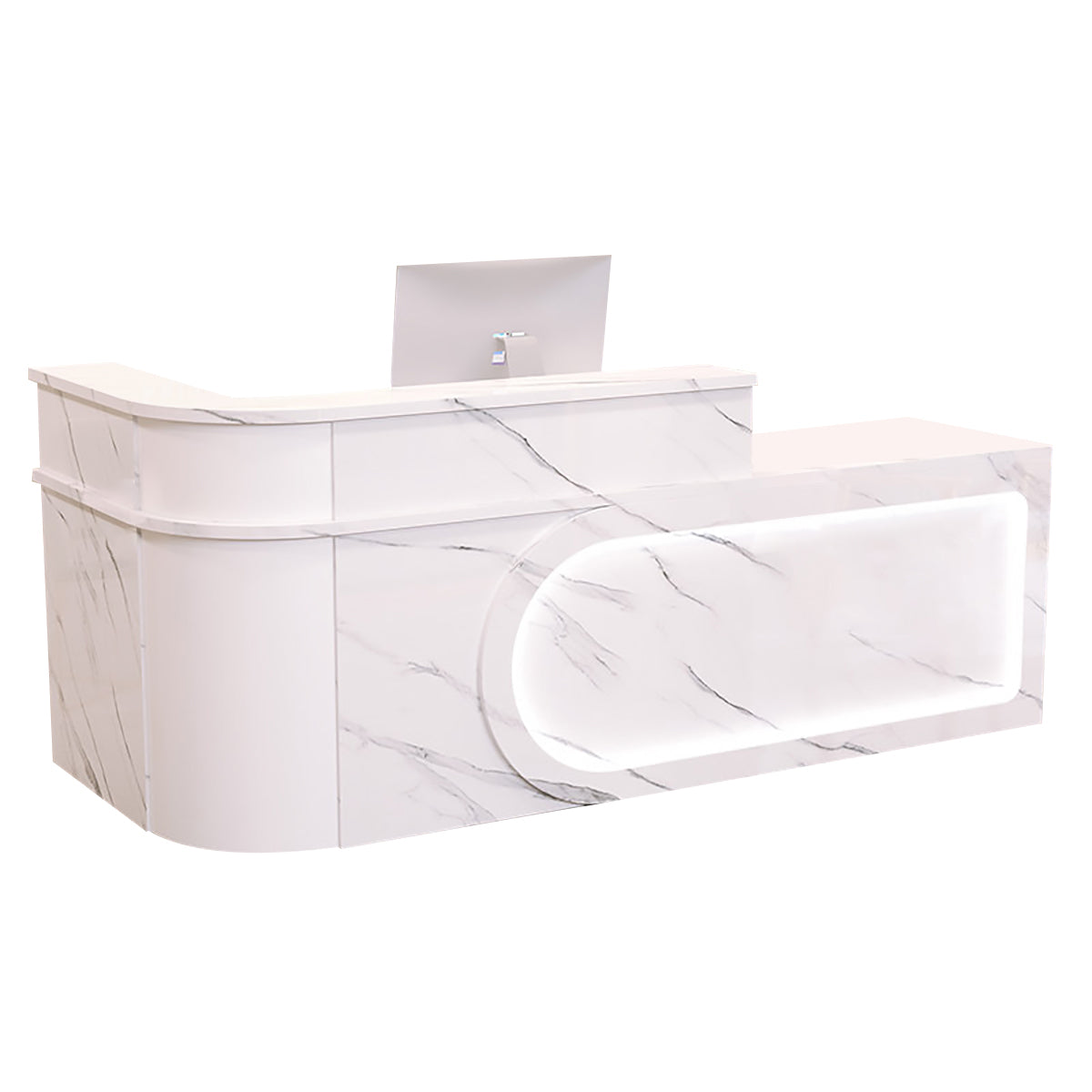 L Shaped Reception Desk Curved Corner Counter Corporate Front Table 100-450cm