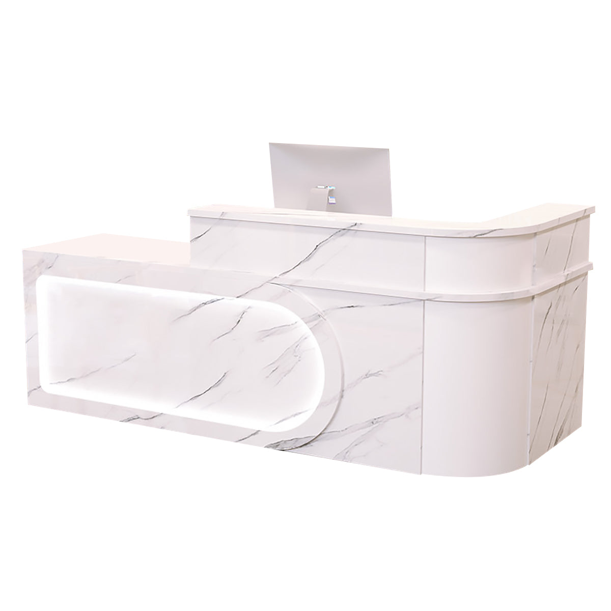 L Shaped Reception Desk Curved Corner Counter Corporate Front Table 100-450cm