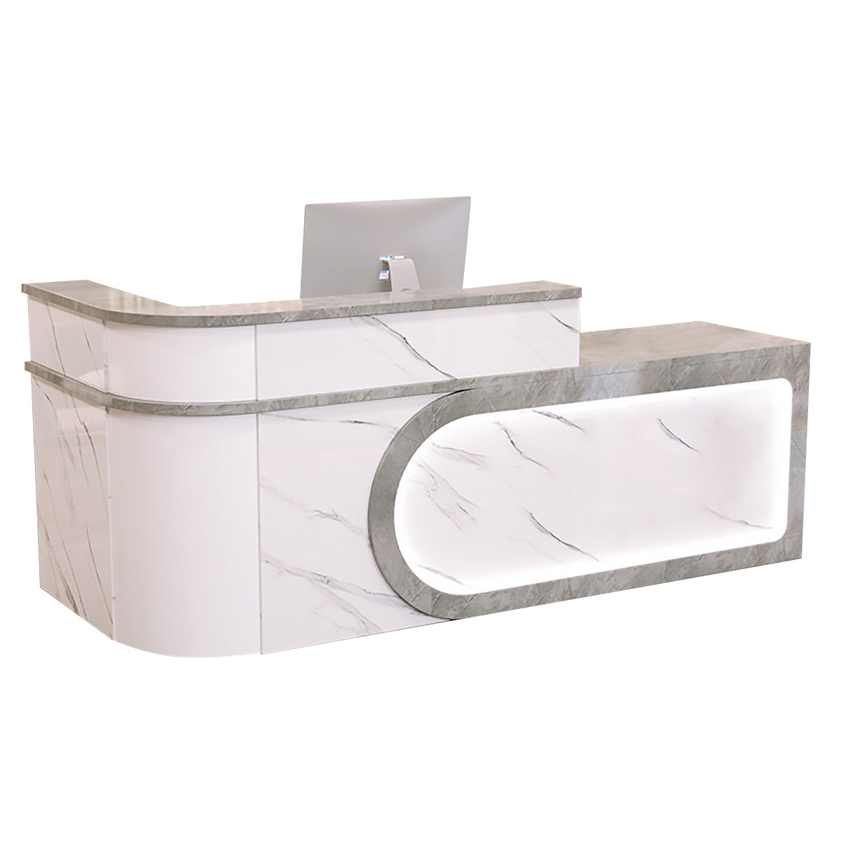 L Shaped Reception Desk Curved Corner Counter Corporate Front Table 100-450cm