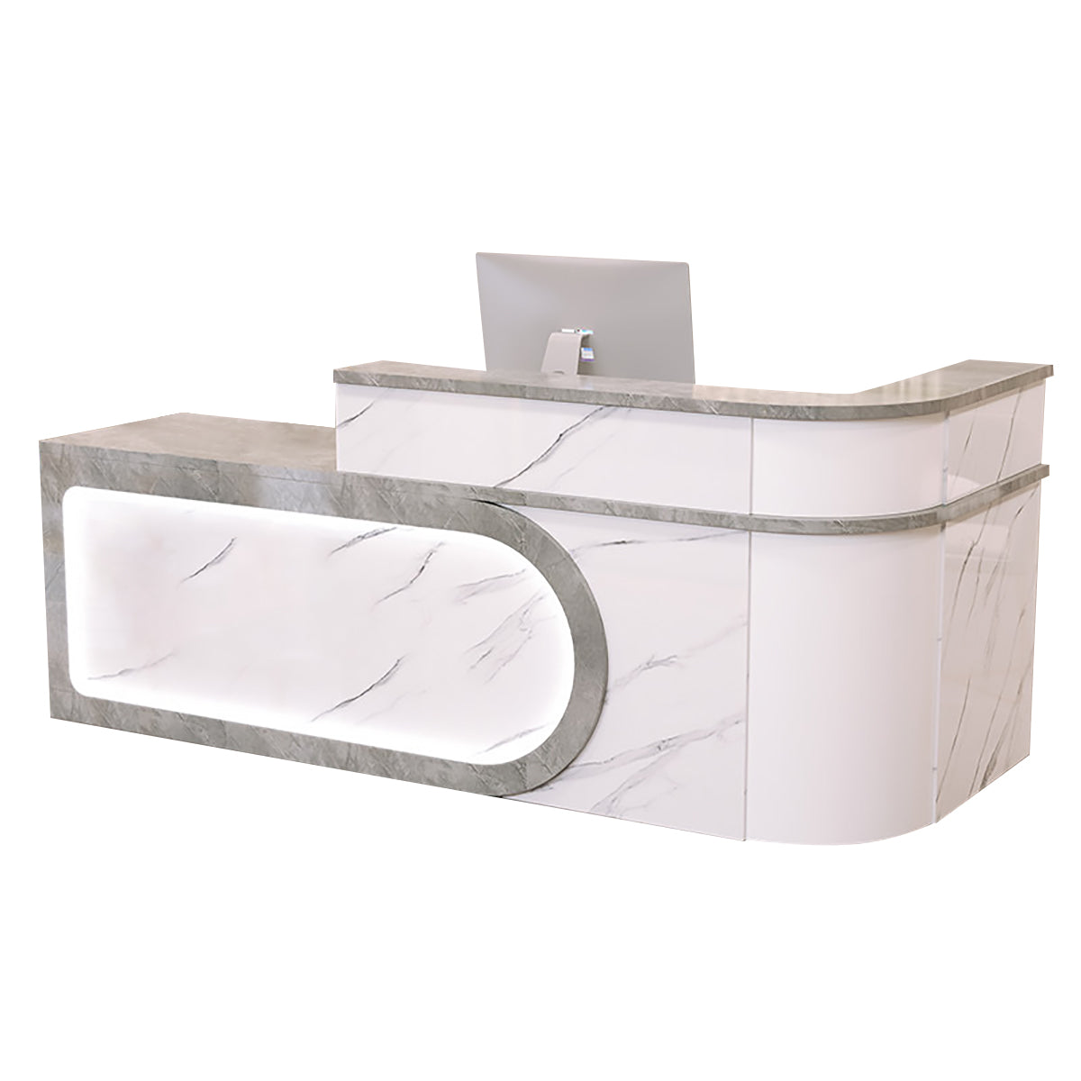 L Shaped Reception Desk Curved Corner Counter Corporate Front Table 100-450cm