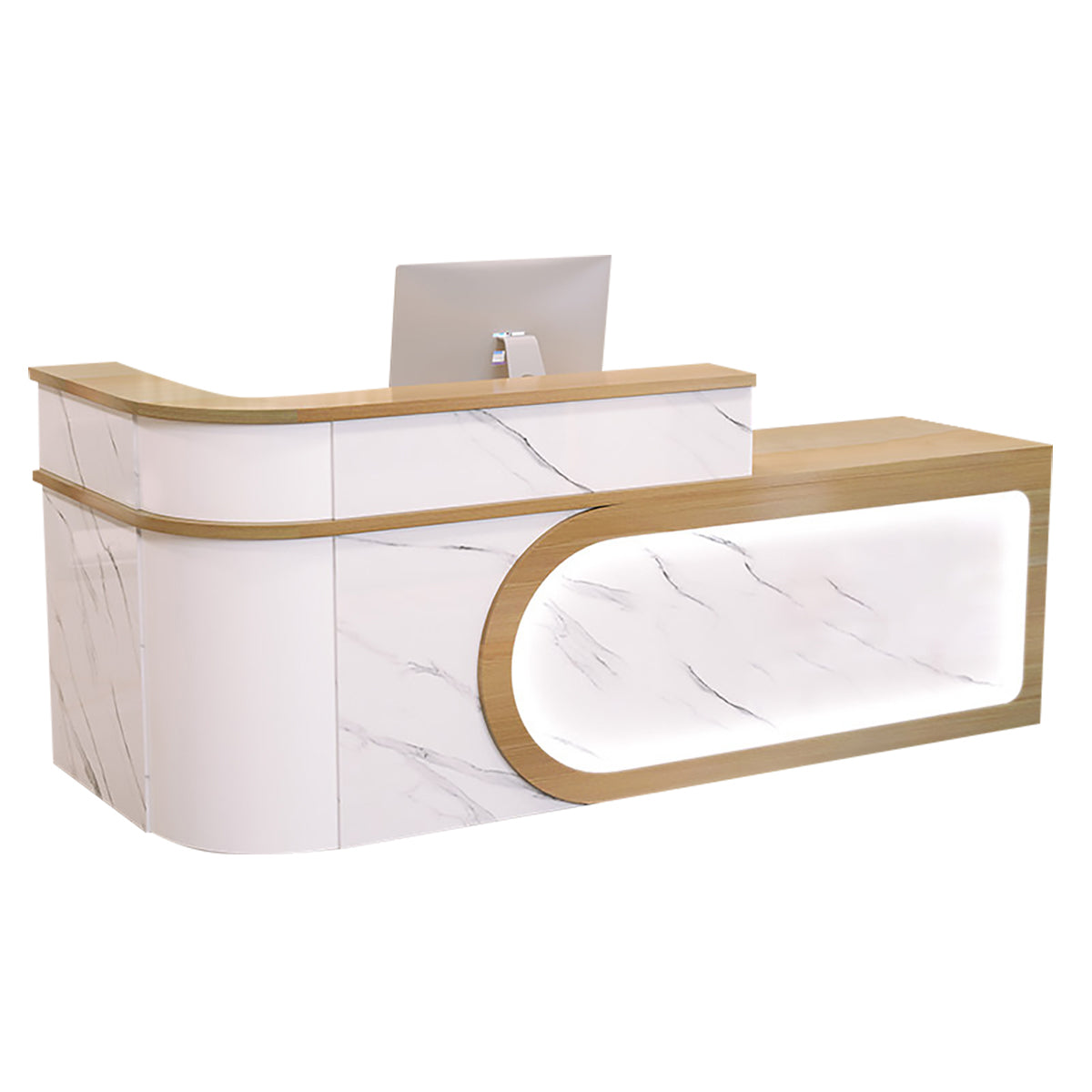 L Shaped Reception Desk Curved Corner Counter Corporate Front Table 100-450cm