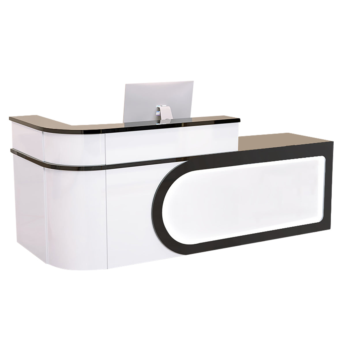 L Shaped Reception Desk Curved Corner Counter Corporate Front Table 100-450cm