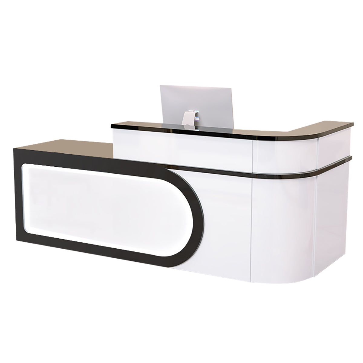 L Shaped Reception Desk Curved Corner Counter Corporate Front Table 100-450cm