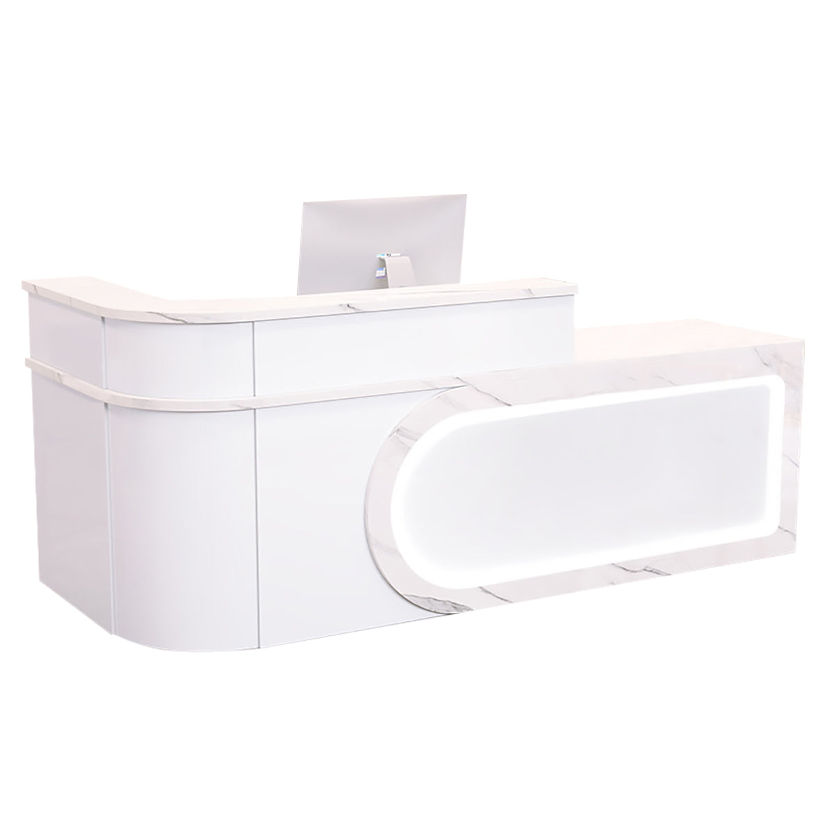 L Shaped Reception Desk Curved Corner Counter Corporate Front Table 100-450cm