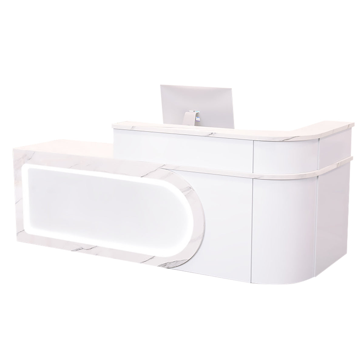 L Shaped Reception Desk Curved Corner Counter Corporate Front Table 100-450cm