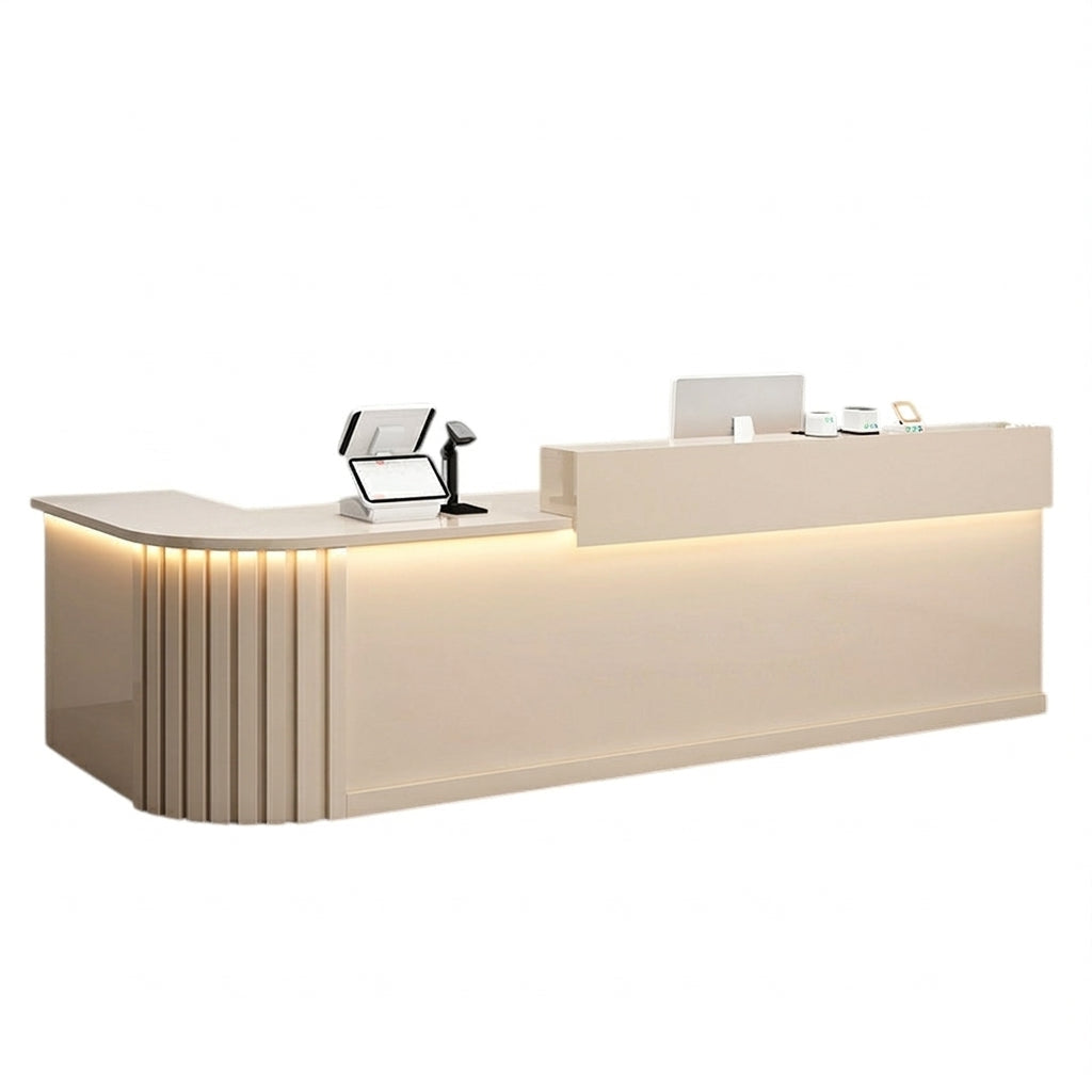 L Shaped Reception Desk Curved Corner Counter Compact Bar Hairdresser Salon Shop