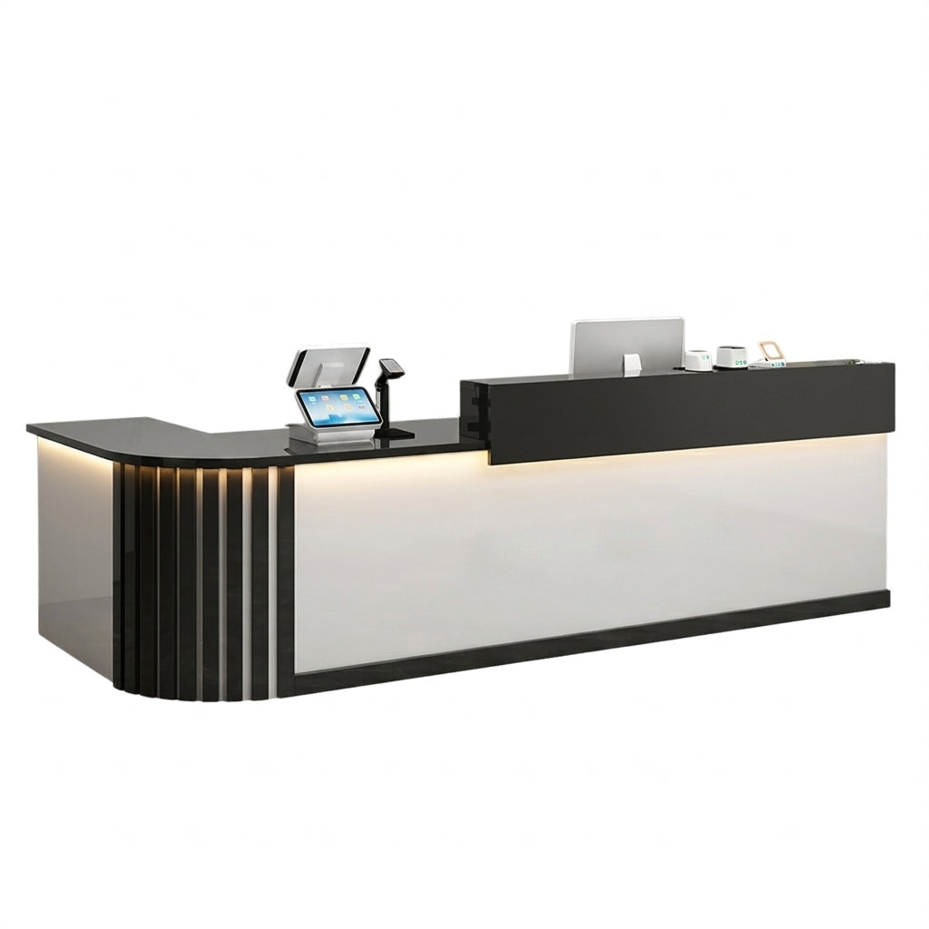 L Shaped Reception Desk Curved Corner Counter Compact Bar Hairdresser Salon Shop