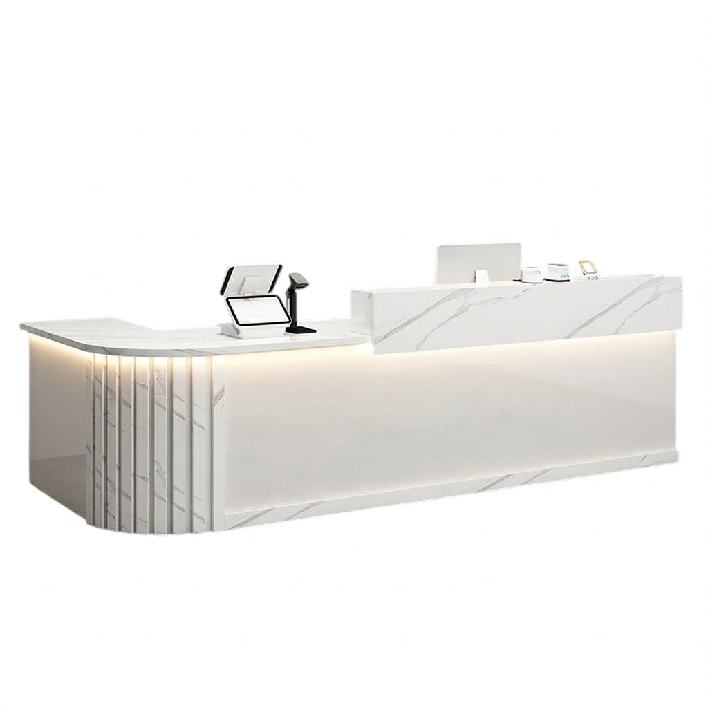 L Shaped Reception Desk Curved Corner Counter Compact Bar Hairdresser Salon Shop