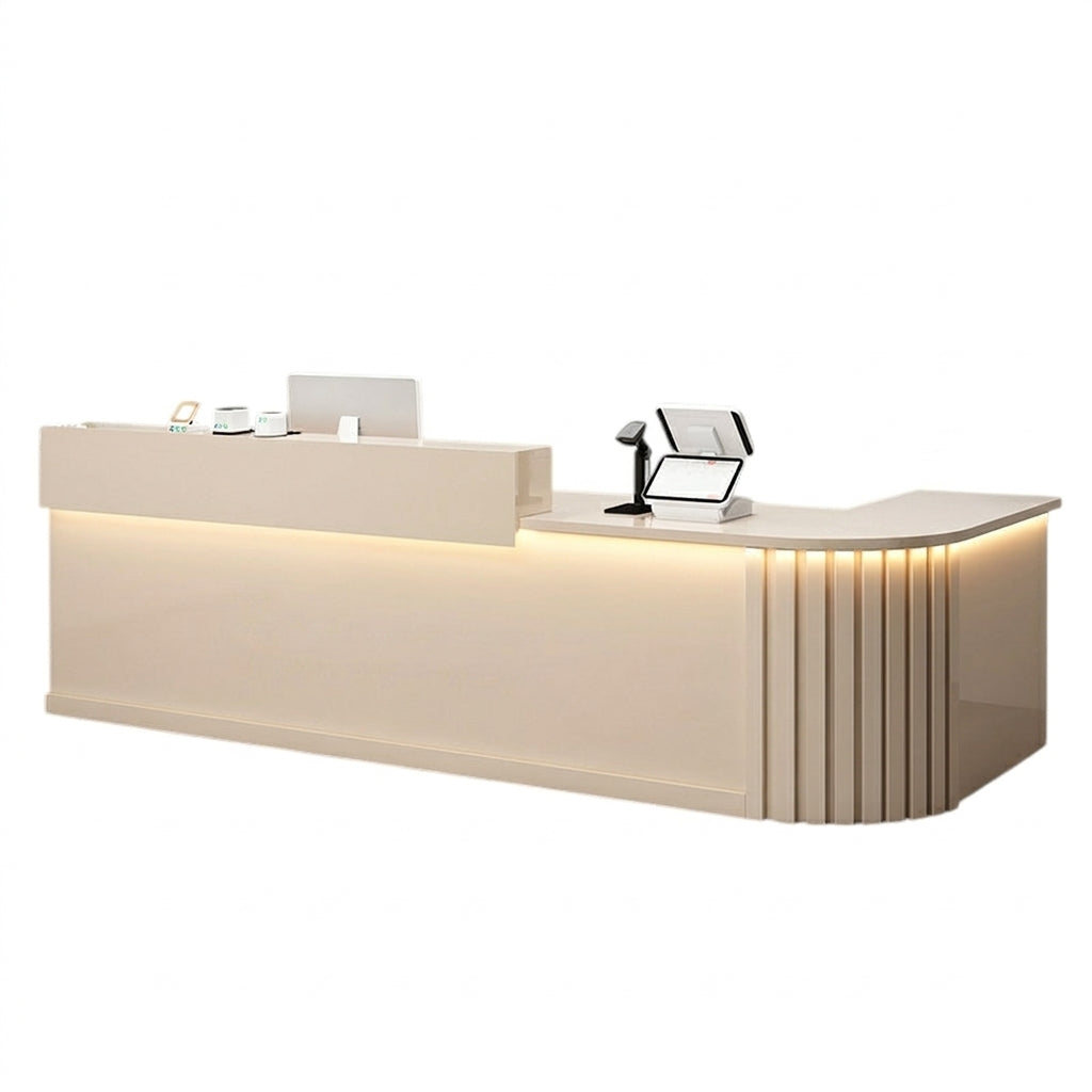 L Shaped Reception Desk Curved Corner Counter Compact Bar Hairdresser Salon Shop