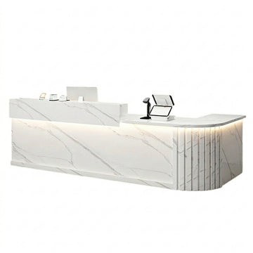 L Shaped Reception Desk Curved Corner Counter Compact Bar Hairdresser Salon Shop