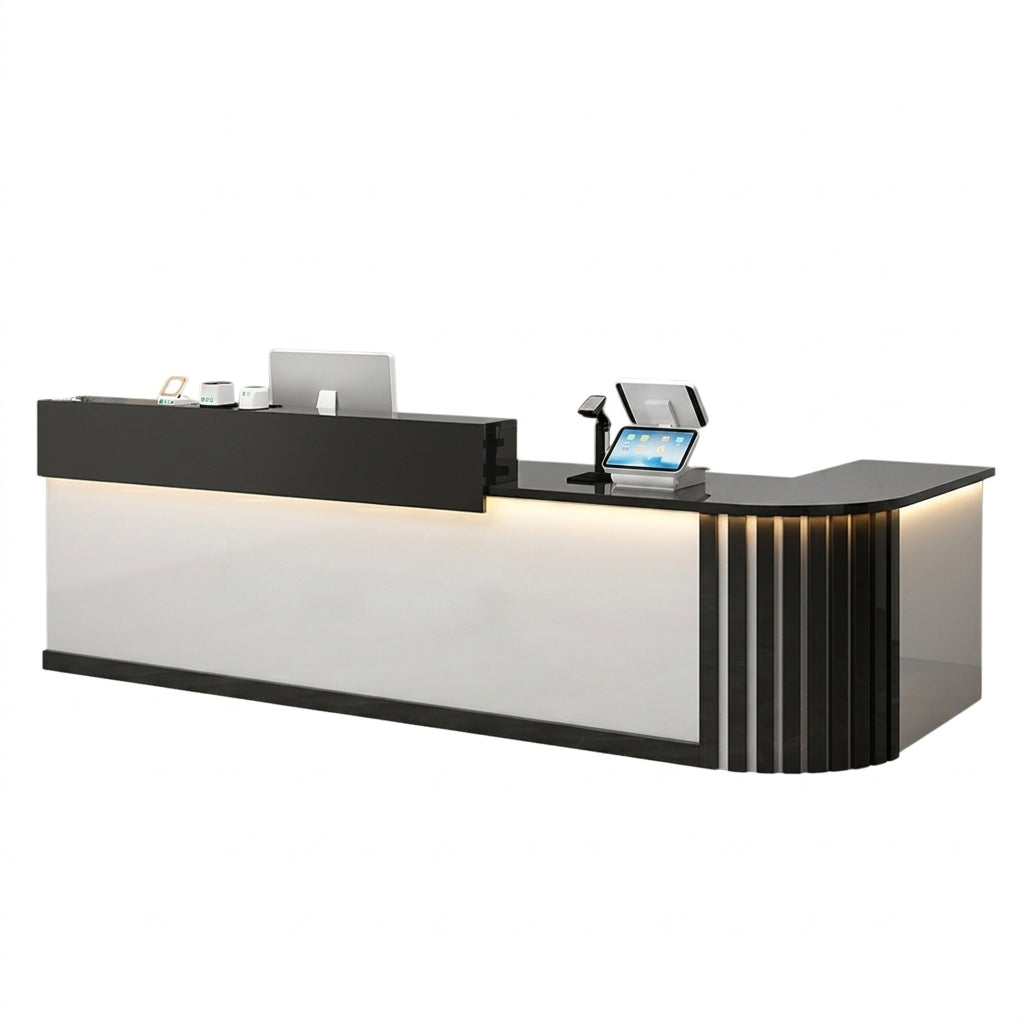 L Shaped Reception Desk Curved Corner Counter Compact Bar Hairdresser Salon Shop