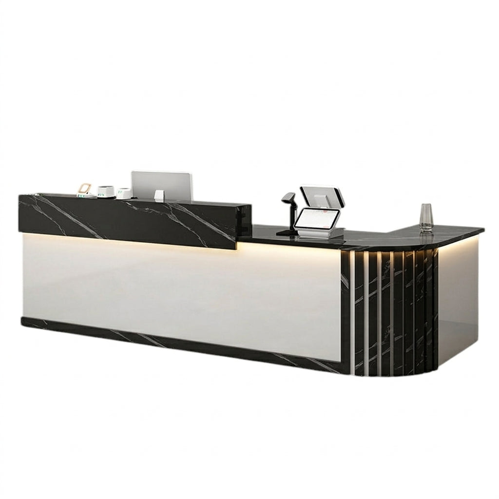 L Shaped Reception Desk Curved Corner Counter Compact Bar Hairdresser Salon Shop