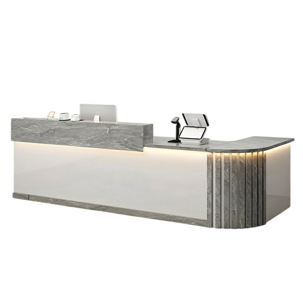 L Shaped Reception Desk Curved Corner Counter Compact Bar Hairdresser Salon Shop