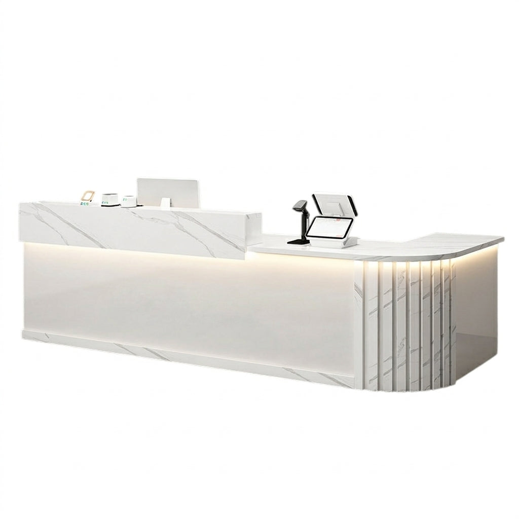L Shaped Reception Desk Curved Corner Counter Compact Bar Hairdresser Salon Shop