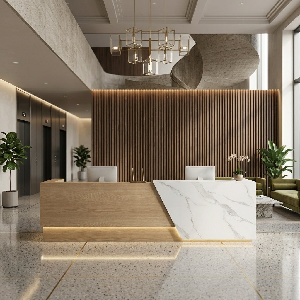 Fully Assembled Corporate Reception Desk Gloss Hotel Lobby Bar Salon Counter
