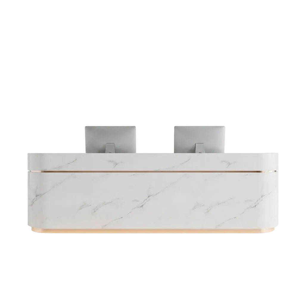 Curved Reception Desk Corporate Front Counter Hotel Lobby Desk Boutique Salon